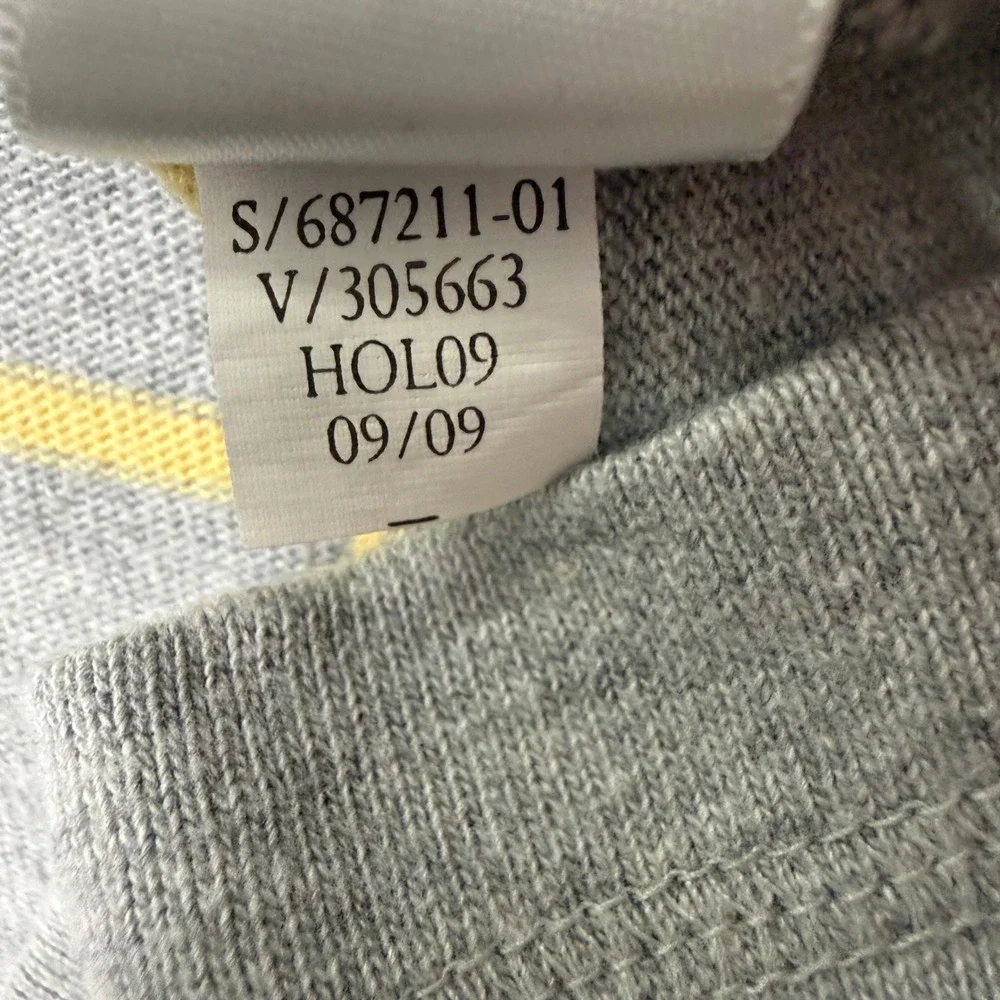 Banana Republic Jersey Knit Henley Polo Shirt Mens XL Grey Yellow Striped 2009